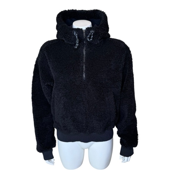 Lululemon Oh So Sherpa Half Zip 8 Hooded Fleece Pullover Sweatshirt Jacket Black - Picture 1 of 9